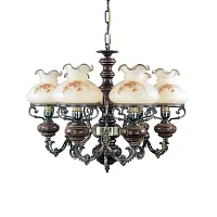 Люстра подвесная L 624/6 Reccagni Angelo бежевая на 6 ламп, основание коричневое бронзовое в стиле классический кантри выдувное Люстра подвесная L 624/6 Reccagni Angelo бежевая на 6 ламп, основание коричневое бронзовое в стиле классический кантри выдувное